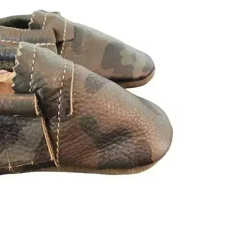 MISHMOCCS Baby Green Leather Camo - Moccasins NEW NWT sz OS